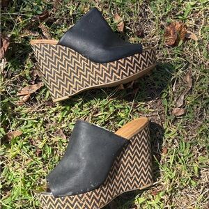 Black Wedge Sandals